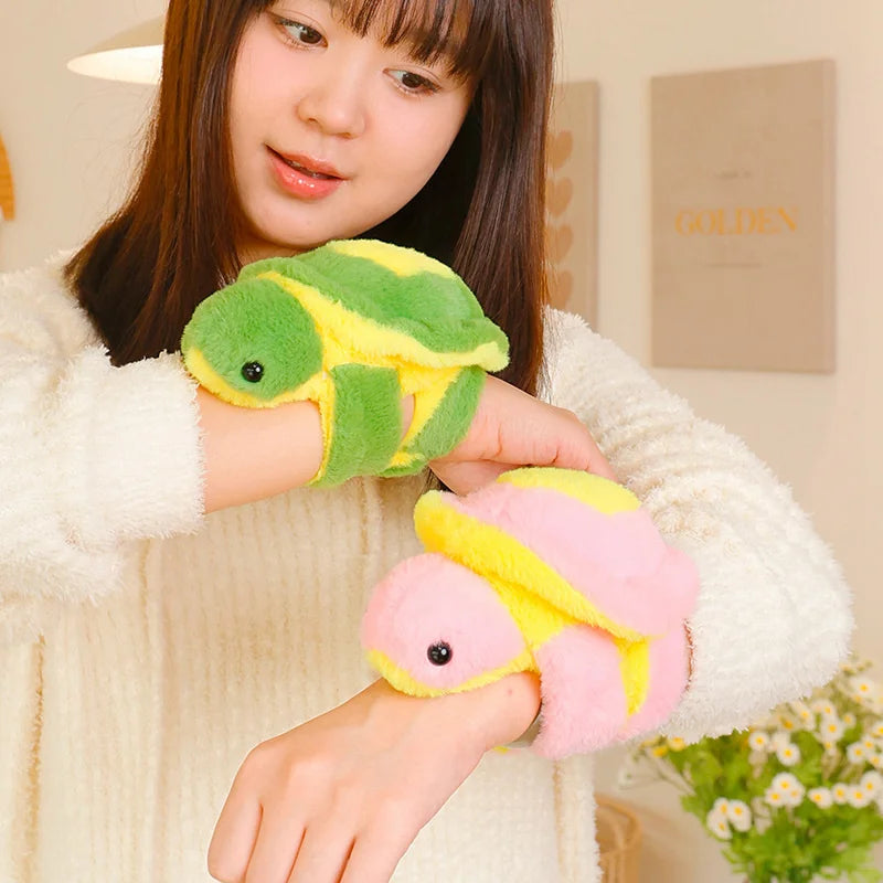 Cuddly Animal Slap Snap Wrap Wristband Bracelet Bunny Koala Raccoon Turtle Hippo Plush Hand Ring Wristband Toys Funny Gift
