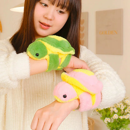 Cuddly Animal Slap Snap Wrap Wristband Bracelet Bunny Koala Raccoon Turtle Hippo Plush Hand Ring Wristband Toys Funny Gift